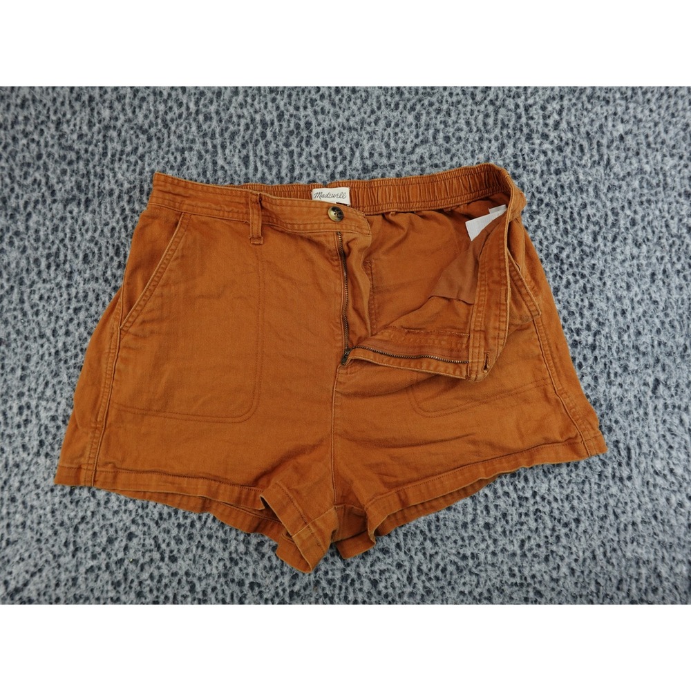 Madewell Shorts Womens Large Rust Orange Pull On High Rise Cotton Twill L